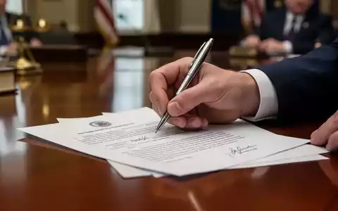 Eine Hand unterschreibt ein offizielles Dokument mit einem Stift auf einem Schreibtisch, verschwommener Hintergrund eines Büros. - Foto: über boerse-global.de