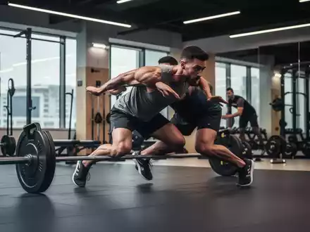 Ein Athlet in Aktion, der eine funktionelle Trainingsübung in einem modernen Fitnessstudio ausführt, um Ganzkörperkraft und Ausdauer zu demonstrieren. - Foto: über boerse-global.de