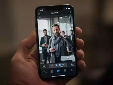 A hand holds an iPhone displaying a photo with AI editing features, representing new iOS 27 photo tools. - Foto: über boerse-global.de