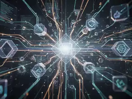 Abstract digital network representing interconnected components and data flow for Microsoft Power Apps development. - Foto: über boerse-global.de