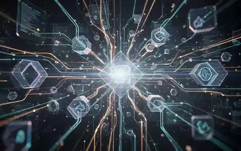 Abstract digital network representing interconnected components and data flow for Microsoft Power Apps development. - Foto: über boerse-global.de