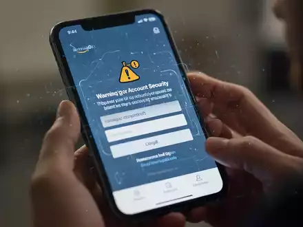 A close-up of a smartphone displaying a fake Amazon login page, symbolizing account takeover scams and online fraud. - Foto: über boerse-global.de