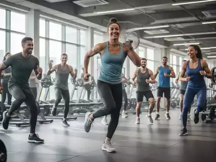 Mitarbeiter in einem modernen Fitnessstudio, die an verschiedenen Trainingsaktivitäten teilnehmen und dabei Gesundheit und Wohlbefinden am Arbeitsplatz fördern. - Foto: über boerse-global.de