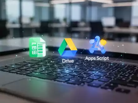 Close-up of a laptop keyboard with glowing Google Workspace app icons projected onto the keys, symbolizing interconnected data management. - Foto: über boerse-global.de