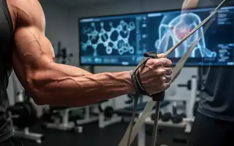 Ein muskulöser Arm hält ein Widerstandsband in einem Fitnessstudio, mit verschwommenen medizinischen Geräten im Hintergrund. - Foto: über boerse-global.de