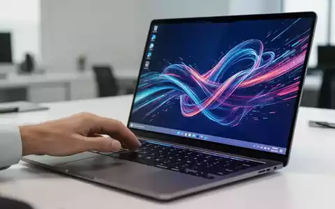 Nahaufnahme einer Hand, die auf einer Laptoptastatur tippt, mit einem flüssigen Windows 11-Desktop auf dem Bildschirm. - Foto: über boerse-global.de