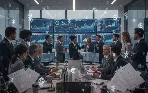 Geschäftsleute diskutieren im Büro vor Bildschirmen mit Finanzdaten und Steuersymbolen, die strategische Entscheidungen über Unternehmensrechtsformen darstellen. - Foto: über boerse-global.de