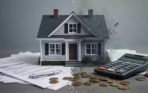 Ein stilisiertes, fragmentiertes Bild eines Hauses, das Trennung symbolisiert, mit juristischen Dokumenten und Münzen im Vordergrund. - Foto: über boerse-global.de