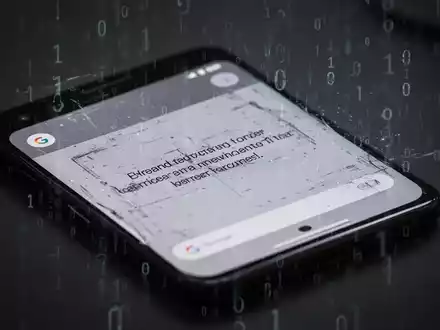 Ein Google Pixel Smartphone mit einem verzerrten Bildschirm, der einen Systemfehler und Datenverlust anzeigt. - Foto: über boerse-global.de