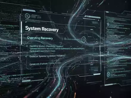 A stylized digital interface with abstract code and data streams, representing operating system recovery and cybersecurity. - Foto: über boerse-global.de