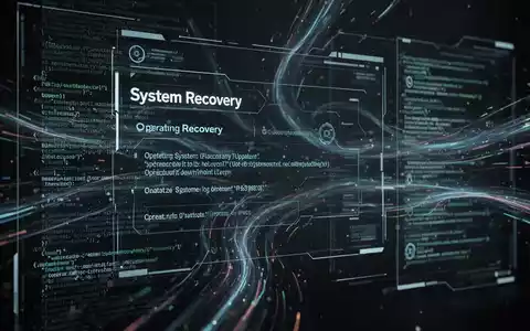 A stylized digital interface with abstract code and data streams, representing operating system recovery and cybersecurity. - Foto: über boerse-global.de
