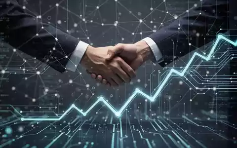 Abstrakte Darstellung von Datenfluss und Konnektivität, die eine technologische Transaktion und einen leichten Abwärtstrend andeutet. - Foto: über boerse-global.de