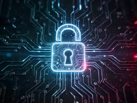 Ein digitales Vorhängeschloss-Symbol über einem stilisierten, leuchtenden neuronalen Netzwerk, das KI-Sicherheitsbedenken darstellt. - Foto: über boerse-global.de