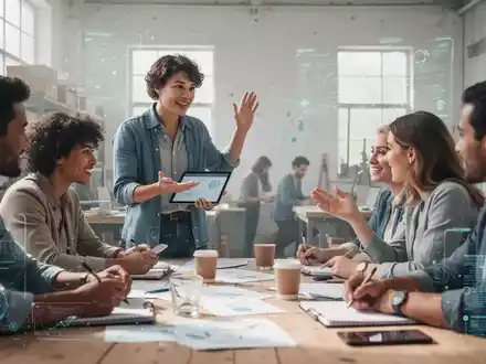 Eine Gruppe von Fachleuten bei einer interaktiven Schulung, die moderne Technologie und persönliche Zusammenarbeit verbindet. - Foto: über boerse-global.de