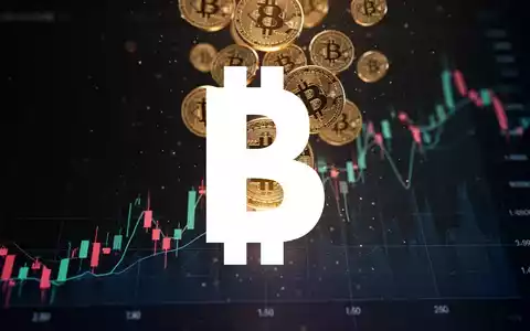 Digital dargestellte Bitcoin-Symbole fallen über einen Finanzchart mit dezentem Leuchten auf dunklem Hintergrund. - Foto: über boerse-global.de