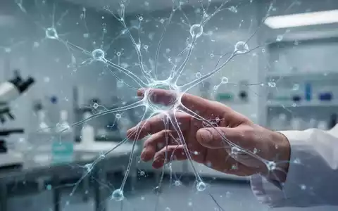 Eine Nahaufnahme einer menschlichen Hand, die eine leuchtende neuronale Netzwerkprojektion berührt, symbolisiert Schmerzforschung. - Foto: über boerse-global.de