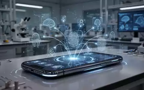 A close-up of a futuristic smartphone screen showing AI-enhanced messaging features and digital drawing tools, with abstract glowing lines. - Foto: über boerse-global.de
