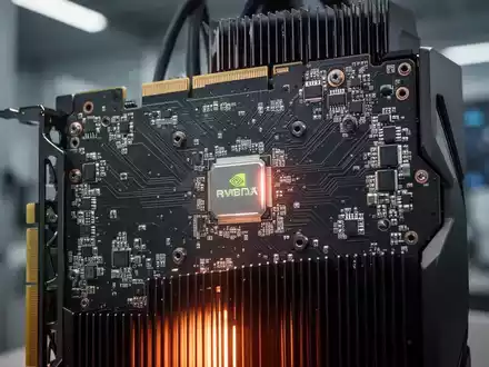 Close-up of an Nvidia RTX 30 series graphics card, showcasing its detailed components and cooling system. - Foto: über boerse-global.de