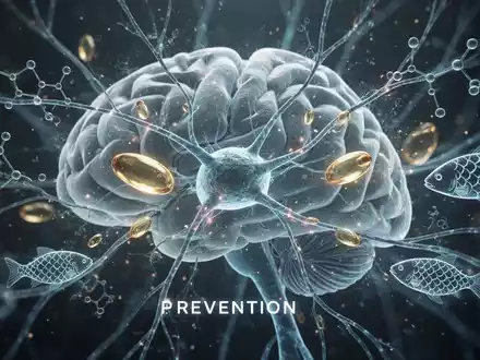Abstrakte Darstellung von Gehirngesundheit und NĂ€hrstoffen, mit leuchtenden neuronalen Pfaden und Elementen, die Omega-3-FettsĂ€uren symbolisieren. - Foto: ĂŒber boerse-global.de