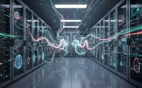 A stylized server room with vibrant, interconnected data streams symbolizing the management of digital chaos through advanced AI. - Foto: über boerse-global.de