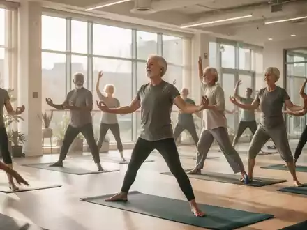 Eine vielfältige Gruppe von Menschen praktiziert Yoga in einem hellen, modernen Raum, der Gesundheit und Bewegung fördert. - Foto: über boerse-global.de