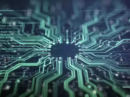 A close-up of a glowing, abstract circuit board with digital error messages and code overlaid, representing software installation issues. - Foto: über boerse-global.de