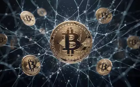 Bitcoin logo and other digital currency symbols dissolving into a glowing network, symbolizing a global police action against crypto laundering. - Foto: über boerse-global.de