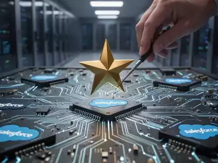 Ein goldener Stern wird von einer komplexen digitalen Leiterplatte entfernt, die eine Technologieaktie symbolisiert. - Foto: über boerse-global.de