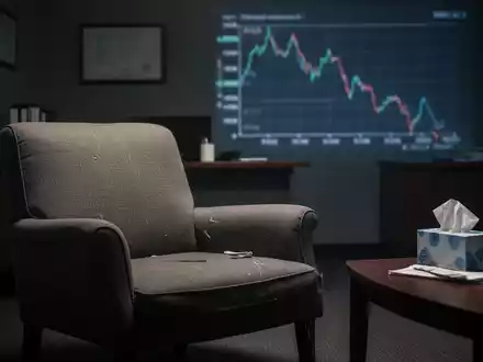 Ein gedämpft beleuchtetes, leeres Psychotherapie-Sprechzimmer mit einem Sessel, das finanzielle Schwierigkeiten und die Bedrohung von Praxen symbolisiert. - Foto: über boerse-global.de