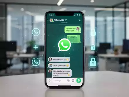 Ein Smartphone-Bildschirm zeigt die WhatsApp-Benutzeroberfläche mit angedeuteten Premium-Funktionen und einem Plus-Symbol. - Foto: über boerse-global.de