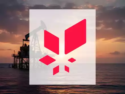 Ölplattform bei Sonnenuntergang, die eine fallende Aktie symbolisiert, mit einem subtilen Minuszeichen-Symbol. - Foto: über boerse-global.de