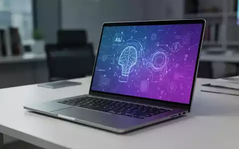 A sleek, modern, silver laptop open on a clean desk, displaying vibrant, high-resolution graphics on its screen. - Foto: über boerse-global.de