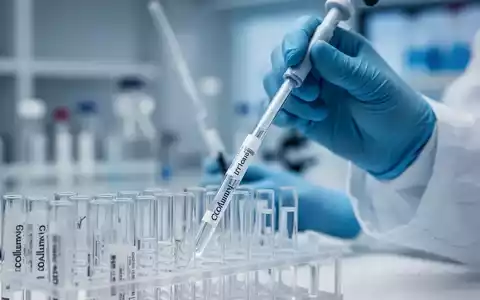 Nahaufnahme der Hände eines Wissenschaftlers, der in einem Labor eine Flüssigkeit in ein Reagenzglas mit der Aufschrift 'Columvi' pipettiert. - Foto: über boerse-global.de