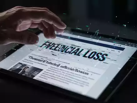 Eine Hand schwebt über einem Tablet, das einen gefälschten Nachrichtenartikel mit einer verzerrten Überschrift anzeigt. - Foto: über boerse-global.de