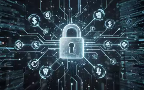 A glowing digital lock icon surrounded by a network of interconnected financial symbols, illustrating secure online banking services. - Foto: über boerse-global.de