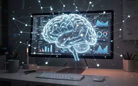 A glowing, abstract digital brain or network superimposed over a modern computer desktop, symbolizing AI and productivity software. - Foto: über boerse-global.de