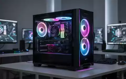 A high-performance gaming PC desktop with internal RGB lighting, showcasing advanced components through a tempered glass panel. - Foto: über boerse-global.de