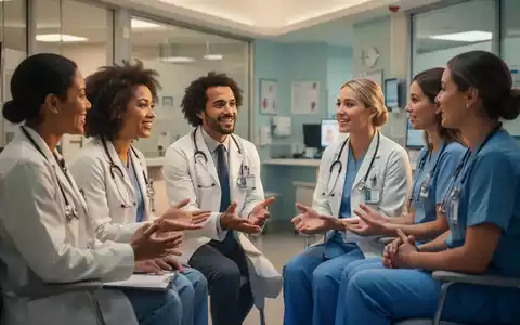 Ein vielfältiges Team von medizinischem Fachpersonal, das in einer modernen Klinik zusammenarbeitet und sich gegenseitig unterstützt. - Foto: über boerse-global.de