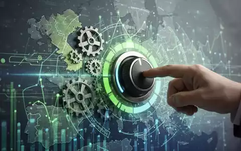 Abstrakte Darstellung von Zahnrädern und digitalen Datenströmen, die die Kontrolle von Treibhausgasemissionen symbolisieren. - Foto: über boerse-global.de