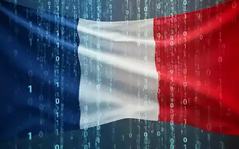 A stylized digital French flag with binary code flowing over it, representing France's move to Linux for digital sovereignty. - Foto: über boerse-global.de