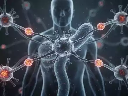 Eine stilisierte Darstellung des menschlichen Immunsystems, durchbrochen von einer viralen oder bakteriellen Form, die ein erhöhtes Infektionsrisiko symbolisiert. - Foto: über boerse-global.de