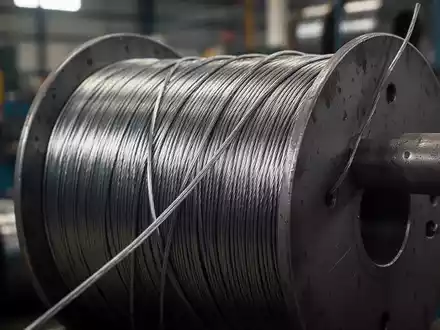 Nahaufnahme einer Stahlseilspule, teilweise abgewickelt, in einer Industrieumgebung. - Foto: über boerse-global.de