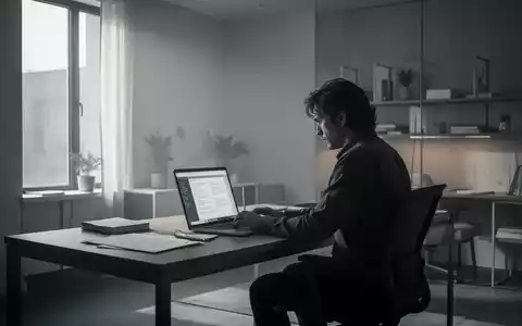 Eine Person arbeitet allein an einem Schreibtisch in einem modernen Homeoffice, symbolisiert Isolation und psychische Belastung. - Foto: über boerse-global.de
