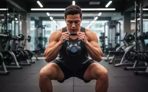 Eine Person führt eine Goblet-Kniebeuge mit einer Kettlebell in einem modernen Fitnessstudio aus, fokussiert auf die korrekte Ausführung. - Foto: über boerse-global.de