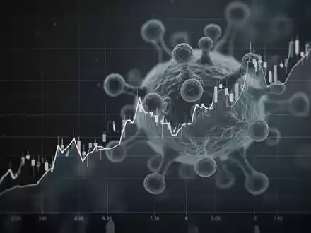 Ein fallender Börsenkurs-Graph, der ein 51-prozentiges Minus über ein Jahr anzeigt, mit einem subtilen molekularen Hintergrund. - Foto: über boerse-global.de
