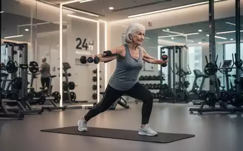 Ein modernes Fitnessstudio mit einem aktiven Senior (50+) beim Training, das 24-Stunden-Zugang und spezielle Angebote symbolisiert. - Foto: über boerse-global.de