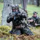 Waffe im Anschlag: Panzergrenadiere kämpfen im Wald. - Bild: Kay Nietfeld/dpa