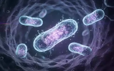 Nahaufnahme von leuchtenden Mitochondrien innerhalb einer menschlichen Zelle, die Energie und biologische Signalgebung symbolisieren. - Foto: über boerse-global.de