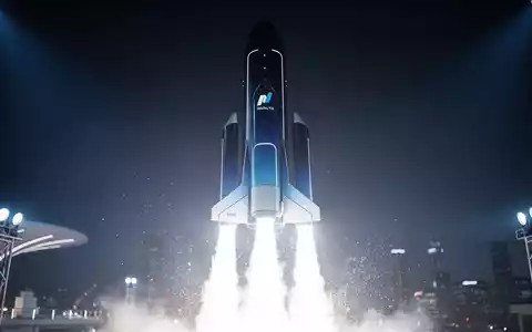 Eine stilisiert aufsteigende Rakete mit den Farben des Nasdaq-100 Logos, symbolisierend Wachstum und Marktanerkennung. - Foto: über boerse-global.de