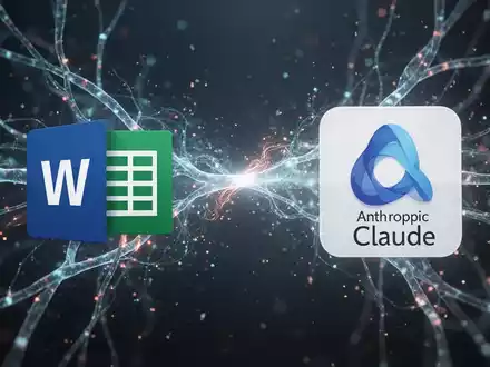 An abstract visual representing two distinct AI systems, possibly Copilot and Claude, interacting within a digital office environment. - Foto: über boerse-global.de